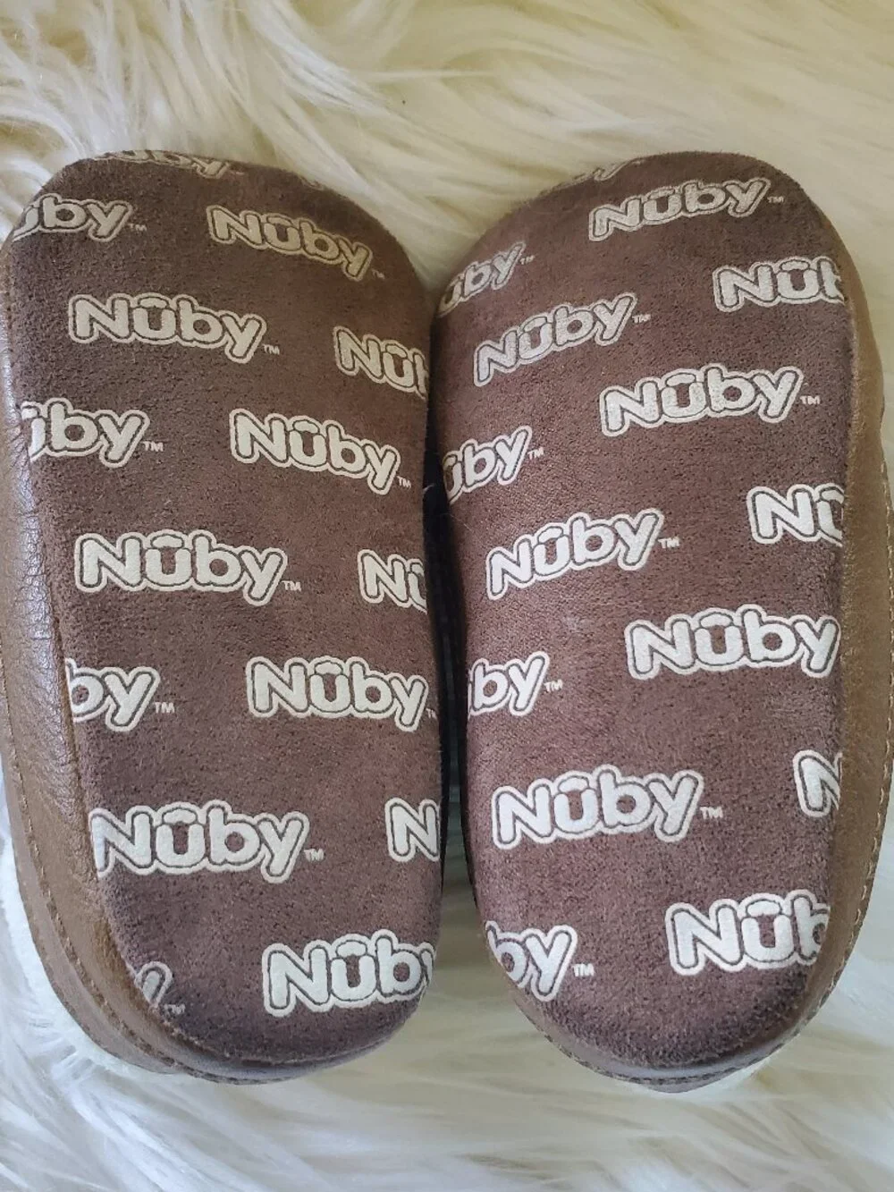 Numby Infant Brown Velcro Faux Shearling Soft Shoes SZ 6-12M